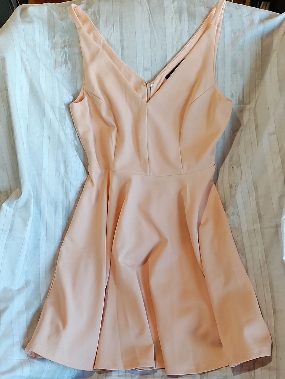 Lulu's Darling Delight Blush Peach Fit-and-Flare Mini Skater Dress, Size S